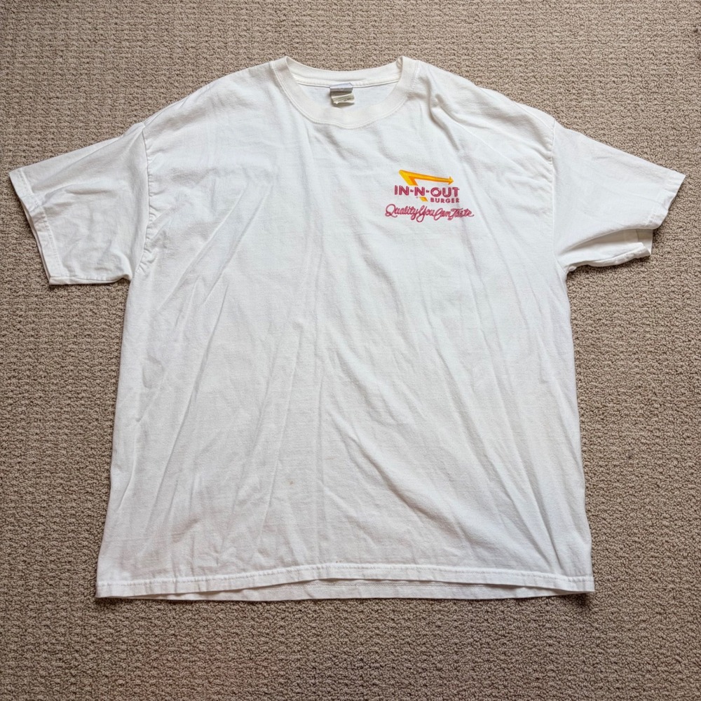 In-N-Out Burger Graphic T-Shirt Mens 2XL White Hanes Beefy-T Drive In Back Print